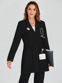 cimmuovere White Long Sleeve Laboratory Surgical Gown, Nurse Scrub Uniform, Scrub Uniform, Dentist Scrub Uniform Jacket Black Spring - Black - View 1
