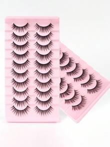 10 Pairs Fluffy Full Strip Faux Mink Lashes Black Color 10Pairs Tray Cheap Price Strip Eyelashes Strip Lashes, Lashes, Eyelashes, Fake Lashes