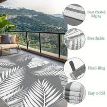 1 块户外地毯，防水、防污、便携、易于清洁，由聚丙烯制成，适用于露营、房车、室内/室外露台、大面积甲板地毯、后院、阳台、门廊、海滩，灰色和白色