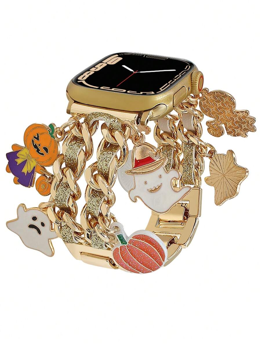 1pc Halloween Skeletons,Pumpkin Lanterns, Multi-Element Pendant Bracelet Strap Compatible With Apple Watch Band Strap 38mm 40mm 41mm 42mm 44mm 45mm 49mm (S10 42)Mm (S10 46)Mm,Halloween Multi-Element Watch Strap Compatible With Iwatch Series Ultra 2 S10 SE 9 8 7 SE 6 5 4 3 2 1,Smart Watch Strap/Band, Unique Personalized And Style Strap