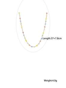 女士彩色多巴胺水晶项链，精致锁骨小众链