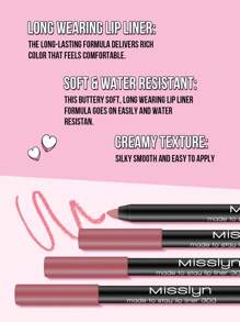 Misslyn Langanhaltender Lipliner, langanhaltende intensive Lippenfarben, spitzbare Gel-Lippenstift, glatte Anwendung, natürlicher Finish, kann mit einem Spitzer geformt werden, hochpigmentiertes natürliches Lippenmakeup, langanhaltend, geschmeidig ultrafeines