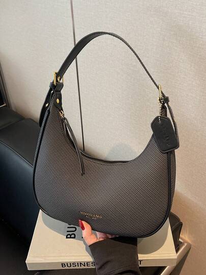 女士纯色PU皮革单肩包，多功能斜挎包，适合通勤，可调节肩带