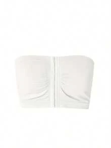 1/2/4 Women's Front-Closure Gathering And Lifting Bra With Anti-Sagging, Strapless, Wire-Free, Invisible Bra Underwear - trắng - Xem 5