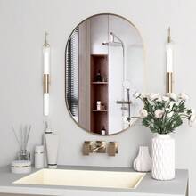 Oval Bathroom Mirror Capsule Wall Vanity Mirror 20x30 Pill Mirrors Wall Mounted Mirror Large Modern Mirror With Gold Metal Frame Decor For Entryway Bedroom Living Room - 20Lx30W - Xem 8