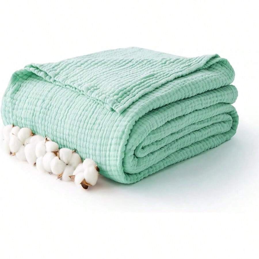 Large 50 X 70% Cotton Muslin 6-Layer Breathable Lightweight Throw Blanket Bed And Couch, Soft Quilt Bedspread, All-Season Gauze Blanket Adults, Lavender - 作為 - 查看 1