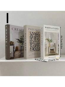 3pcs Vintage-Style Decorative Fake Books, Prop For Bookshelf Decor, Coffee Shop/Hotel, Photography, Film/Video