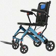 CuisinSmart Ultra Lightweight Elderly Transport Wheelchair Weighs,Portable Lightweight Folding Transport Chair, Removable Flip Armrests, With Locking Handbrake&Removable Flip Armrests, Swinging Footrests, Supports 220 Lbs - 藍黑 - 查看 1