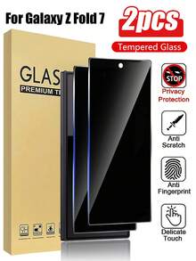 2 piezas de vidrio templado anti-espionaje para Galaxy Z Fold 7 Protector de pantalla de vidrio templado [solo pantalla frontal] compatible con Samsung Galaxy Z Fold 7 5G/Z Fold 6/Z Fold 5/Z Fold 4 Protector de pantalla de teléfono móvil, resistente a los arañazos, transparente de alta definición, sin burbujas [compatible con fundas de teléfono] Accesorios esenciales de protección de pantalla, aplicable a protector de pantalla diario, de oficina, de privacidad doméstica Accesorios de teléfono a prueba de agua, a prueba de golpes, resistente a los arañazos