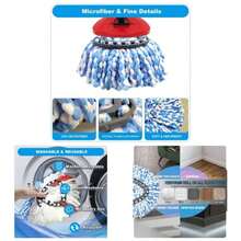 Easywring 1 - System, Mop Heads O - Ceda Mop Replace, Spin Mop Heads Replacements, Microfiber Spin Mop Refills, Easy Cleaning Mop White - 3pcs