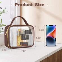 1Packs Clear Travel Makeup Bag, TSA Approved Toiletry Bag, Transparent Makeup Bags With Handles, Quart Size Clear Toiletry Bags, Double-Layer PVC Clear Cosmetic Bags For Women And Men, Carry On Airport Airline Compliant Bag. Wash Bag Bathroom Beach Beach Bag Vacation Holiday Essentials School Supplies Travel Essentials Ladies Dorm College Holiday Winter Bag For School Cruise Essentials Toiletry Bag For Women