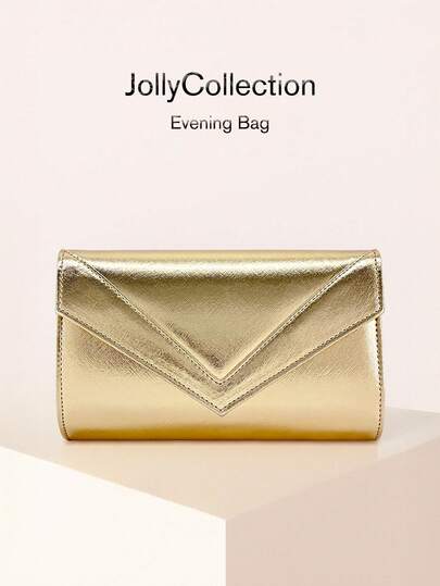 1 件优雅、闪亮、奢华、迷人、精致大码女士 V 型装饰防水晚会手拿包，带可拆卸链条，适合女士、女孩、大学生、办公室工作人员参加婚礼、派对和其他场合