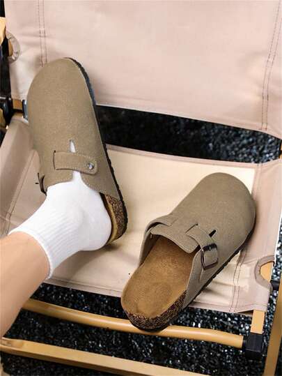 Woven Bottom Shoes, Men's Spring New Thick Sole Slip-On Loafers, Casual Slip-On Half-Covered Slippers, Couples Leather Sandals