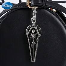 Disney 1/2PCS Officially Licensed Keychain Jack And Sally Heart Shape Couple Pendant Or Jack In Coffin Cartoon Bag Clip Collectible Keyring Accessories Fans Halloween Christmas Gift Anniversary Present - Silver Black - View 9