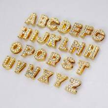 1個時尚簡約鋅合金大寫字母26個和鑽石鑲嵌珠子,可用於diy情侶禮物,手鍊,項鍊,腳鍊,可混搭配對出售