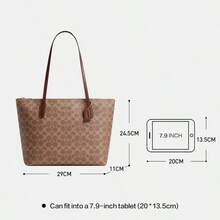 Coach 女士大号拉链手提包，休闲单肩包，优雅皮革单肩包，购物/旅行/工作/上学手拿包，CBT20 IMXHE