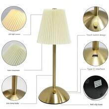 1pc Luxury European Style Bedside Lamp, Touch Control, 3-Color Dimmable, USB Charging, Metal Material, Suitable For Home, Office And Hotel Decor - Cordless Desk Lamp - View 6