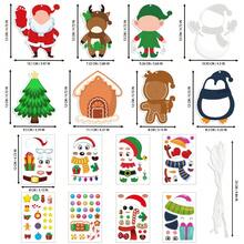 24 Pack Christmas Craft Stickers Set Santa Christmas Tree Reindeer Snowman DIY Sticker Ornament Crafts Make Your Own Christmas Hanging Ornament Making Kit For Holiday Xmas Party Decoration