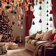 3M 3D Weihnachtsbaum Papier Girlanden in Rot, Weiß und Grün, Weihnachts Party Banner, Weihnachtsdekoration für Zuhause, Hängedekoration, Frohes Neues Jahr 2026 - Verschiedenfarbig - Übersicht 5