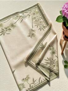 1 pezzo Sciarpa finta in cashmere con motivo floreale minimalista, elegante sciarpa da collo in jacquard finto cashmere calda, versatile per l'autunno/inverno, adatta per abbinamenti e decorazioni quotidiane, sciarpe invernali da donna per abiti - Verde Oliva - Visualizzare 3