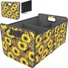 Homeve Car Trunk Organizer, Car Storage, Reinforced Handles, Collapsible Multi-Compartment Car Organizers, Foldable And Waterproof, 600D Oxford Polyester, Suitable Any Car, SUV,-Van, Black2025 - Họa tiết da báo hoa hướng dương - Xem 12