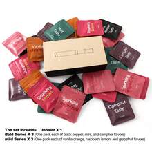 VTSAE Dispositivo de aire con sabor para inhalar aceites esenciales con sabor, diseñado para reemplazar malos hábitos, con tres paquetes de núcleos a base de plantas con un total de 9 varillas