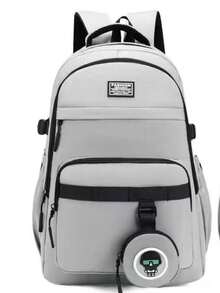 New Men's Large Capacity Backpack, Couple Backpack, College School Backpack, High School Campus Travel Backpack, Fashion Double-Sided Backpack - 淺灰色 - 查看 1
