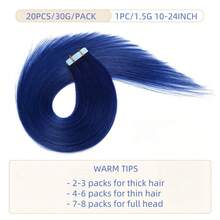20 lọn/gói, 30g tóc nối Remy tự nhiên, dán vô hình, thẳng, phù hợp với mọi người, dài từ 10-24 inch. - SBULE - Xem 6