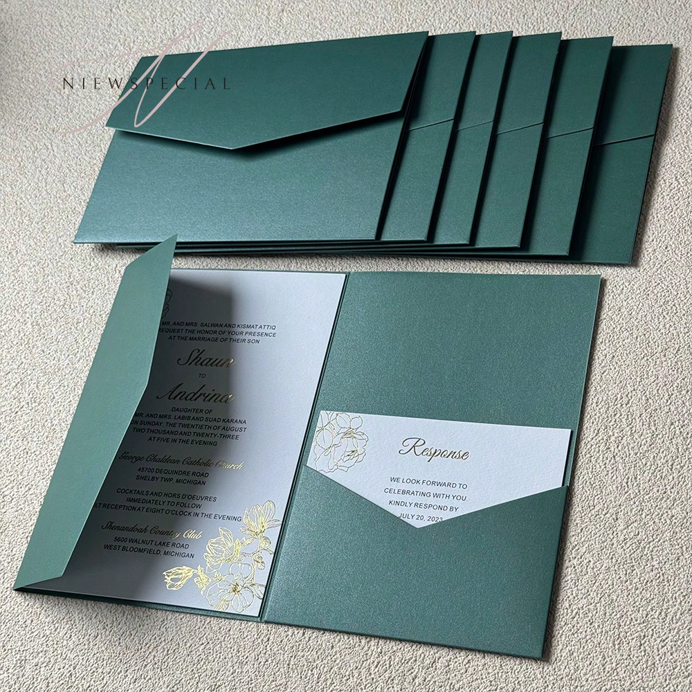 NIEWSPECIAL 25 wedding invitation card tri-fold wi...