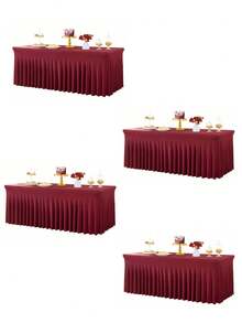 1 pieza Mantel de mesa de tela de espándex blanco, resistente a las arrugas y lavable, se ajusta a mesas de comedor rectangulares, funda elástica para mesa de patio, adecuada para bodas, banquetes, fiestas, estilo Ins de lujo, mantel elástico blanco para hotel, banquete, cumpleaños, conferencia