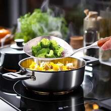 1个 Gulbang Mubarak 不锈钢大号漏勺 - 耐热 (662°F) 重型设计，符合人体工程学的手柄和细网漏勺，适用于煎炸、火锅、烹饪、烘焙 - 餐厅和家庭厨房用具，外观时尚 | 厨具 - 彩色 - 查看 8