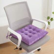 1pc 100% Polyester Thick Crystal Velvet Seat Cushion, With Ties, Suitable For Computer Office, Driving And People Who Need To Sit For A Long Time