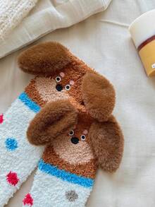 1 Pair Women's Cute Cartoon Dachshund Soft Mid-Calf Socks