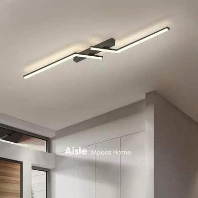 Luminária de teto LED moderna, acessório de decoração para casa, luminária de teto minimalista, acessório de iluminação, luminária de teto minimalista, luminária de teto luxuosa para decoração de casa - Luminária pendente de alumínio/silicone, preta