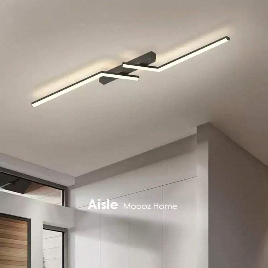 إضاءة سقف LED حديثة، إكسسوار ديكور المنزل، مصباح سقف بسيط، إكسسوار إضاءة، مصباح سقف بسيط، إضاءة سقف ديكور منزلي فاخر - إضاءة معلقة من الألومنيوم/السيليكون، أسود