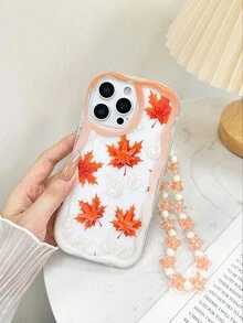 Ốp lưng điện thoại chống sốc hình lá phong lượn sóng màu kem, kèm vòng tay hạt cườm thủ công, tương thích với iPhone 17pro/17Air/17/17promax/16/11/16pro/16plus/16promax/16e/15Promax/13/14/12/XS/XR/7G/8P, Galaxy và Redmi. Phiên bản quốc tế, không phải phiên bản nội địa. - Nhiều màu - Xem 7