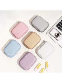 Bolsa para auriculares de EVA, Estuche para mini cámara CCD, Cable de datos, Cargador, Unidad USB, Protector USB, Caja protectora de carcasa rígida, a prueba de golpes y anti-presión. Caja de almacenamiento para impresora de fotos. Estuche protector para mini cámara. Esenciales de viaje. Estuche para cargador. Accesorios para cámara digital. Organizador de cables. Organizador electrónico. Bolsa de almacenamiento impermeable y portátil para viajes, tecnología, mujeres y hombres