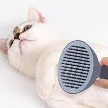 Haarkamm für Katzen und Hunde, Selbstreinigender Kamm für Haustiere, Presskamm zur Massage und Haarentfernung, Langhaarige Haustiere, Entwirrungskamm für große Hunde, Einfarbiger ovaler automatischer Haarentfernungskamm – Grobe Nadel