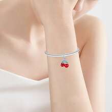 Silver Plated Charms Red Cupid's Arrow Red Love Red Love Twisted Flower Red Cherry Green Leaves Red Love ACE Card Red Strawberry Handwritten Bow Love Fruit Series Beads Charm Fit Original Bracelet Charm Beads Necklace Diy Female Jewelry