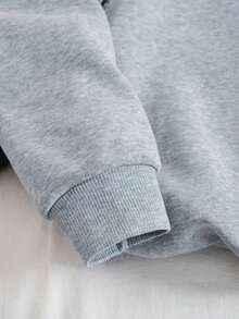 Casual Women's Grey Los Angeles California Print Round Neck Long Sleeve Regular Pullover Sweatshirt - xám đen - Xem 3