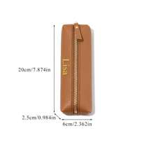 定制字母PU鹅卵石纹皮革办公拉链笔袋，个性化学生铅笔袋，大容量手工创意文具收纳笔袋，PU材质笔袋，多用途，大容量，多功能，色彩缤纷，可爱，萌趣，简约，趣味，卡哇伊，Y2K，极简，通勤，商务休闲，基础款，定制，个性化，独特 - 黑色 - 查看 10