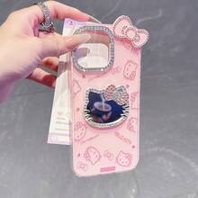 SANRIO 1个可爱Hello Kitty镜面手机壳，防震手机保护套，兼容 16/15/14/13/12/11/8/7/X/Pro、Promax等 - 送给女孩的绝佳礼物，生日、情人节 - 粉色 - 查看 3
