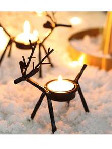 Christmas Reindeer Candle Holder, Iron Reindeer Candle Holder Stand, Christmas Party Dining Table Center Decor Reindeer Candle Holder, Christmas Party Tabletop Decor, Christmas Fireplace Mantel Reindeer Figurine Decor, Best Holiday Gift For Family And Friends, Christmas Room Decoration Home Decor