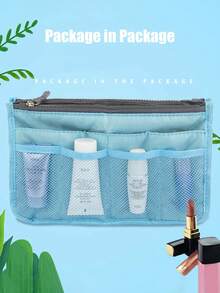 New Multi Functional Double Layer Zipper Bag With Convenient Travel And Large Capacity Divided Storage Bag, Handheld Lightweight And Large Capacity Makeup Bag, Double Zipper Thickened Toilet Bag, Multi Functional Data Cable Storage Bag, Sorting And Divided Storage Bag