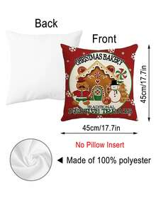 4 piezas Funda de cojín con diseño de hombrecillo de jengibre navideño, estilo lindo de poliéster suave, decoraciones festivas, funda de cojín perfecta para decoración navideña, invernal, rústica para sofá, dormitorio, sala de estar, cama, hogar, regalo de Navidad