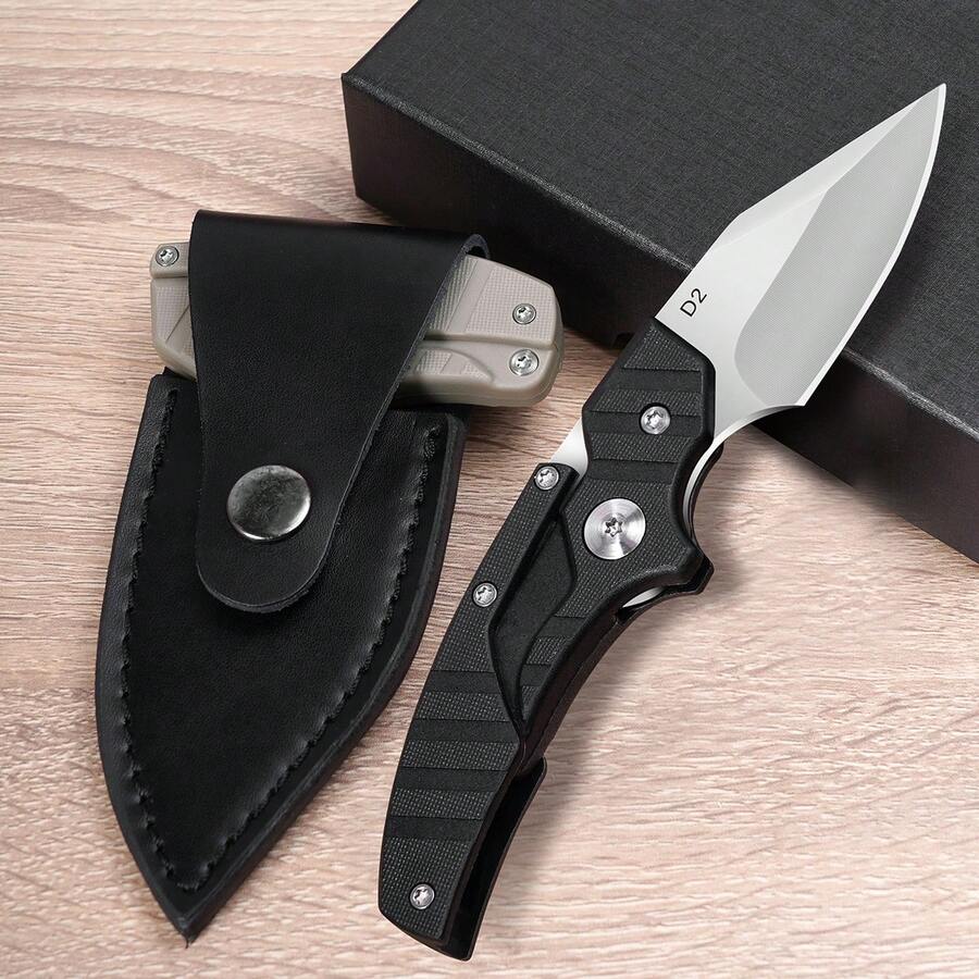The EDC Knife For Outdoor Camping Uses A D2 Steel Blade, An Ergonomic Handle, Flexible Deformation, And Comes With A Scabbard. It Is An Essential Survival Tool For Hiking, Exploration, Rescue, And Camping, And Is Suitable As A Gift For Father's Day, Birthdays, And Christmas.