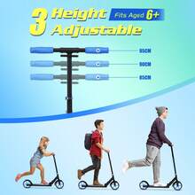 Advwin Kick Scooter Folding Scooter 3 Adjustable Height For Ages 6+ Kid Teens Blue&Black