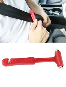 1 Stück roter ABS Langstiel-Hammer, multifunktionaler Hammer mit Fensterbrecher, solider Mini-Hammer als Auto-Sicherheits-Notfall-Werkzeug