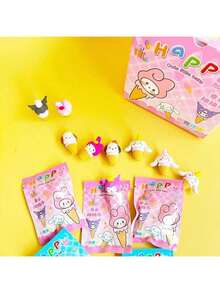 1/3/6/10/20/32pcs/Sanrio个性创意橡皮擦盲袋盲盒3D可拆卸组装卡通冰淇淋橡皮擦开学儿童礼物（随机发货，每个包都有不同的惊喜）