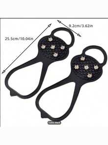 1双橡胶弹性雪地钉，配有5角和8角不锈钢防滑钉，适用于户外徒步和冰上行走，冬季防滑鞋套和滑雪配件 - 黑色 - 查看 7